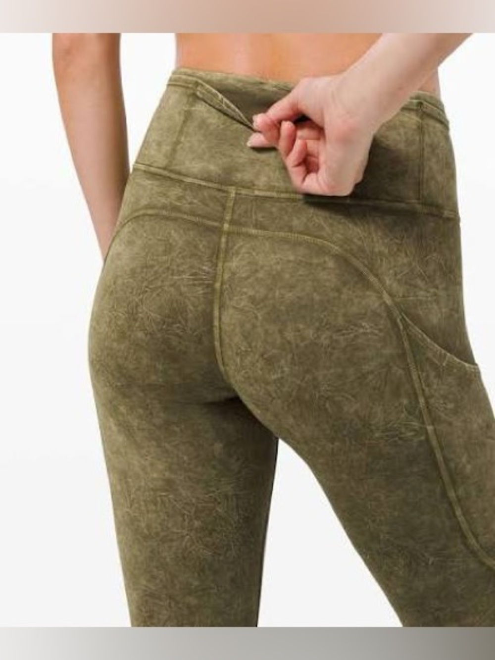 Lululemon Fast and Free Ice Dyed okive leggings - Picture 2 of 7